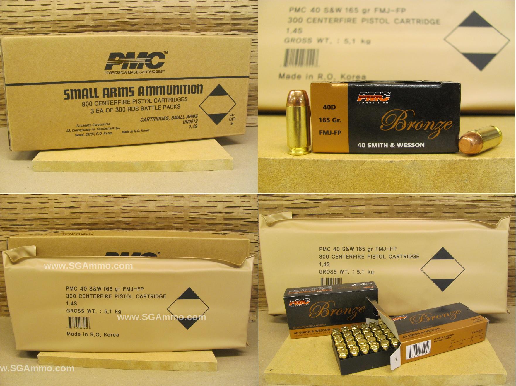 900 Round Case – 40 cal SW 165 Grain FMJ Ammo by PMC in Battle Packs – 40DBP