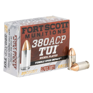 Fort Scott Munitions 380-095-SCV Tumble Upon Impact (TUI) 380 ACP 95 gr Solid Copper Spun - 20rd Box