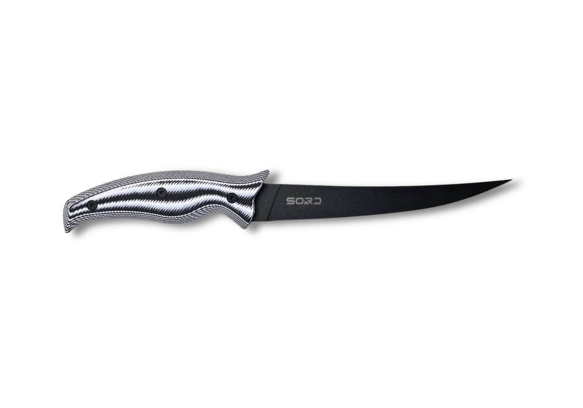SORD Fishing Products 7" Flexy Fillet Knife Medium Flex Fixed Blade, Black - S7IFK-MF