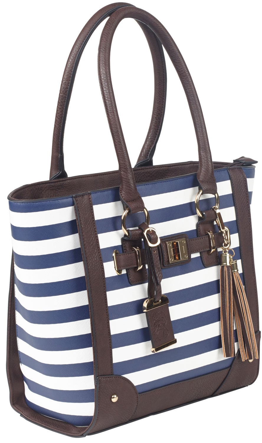 Bulldog Cases Tote Purse w/ Holster, 2-Compartment, Navy Stripe - BDP-050