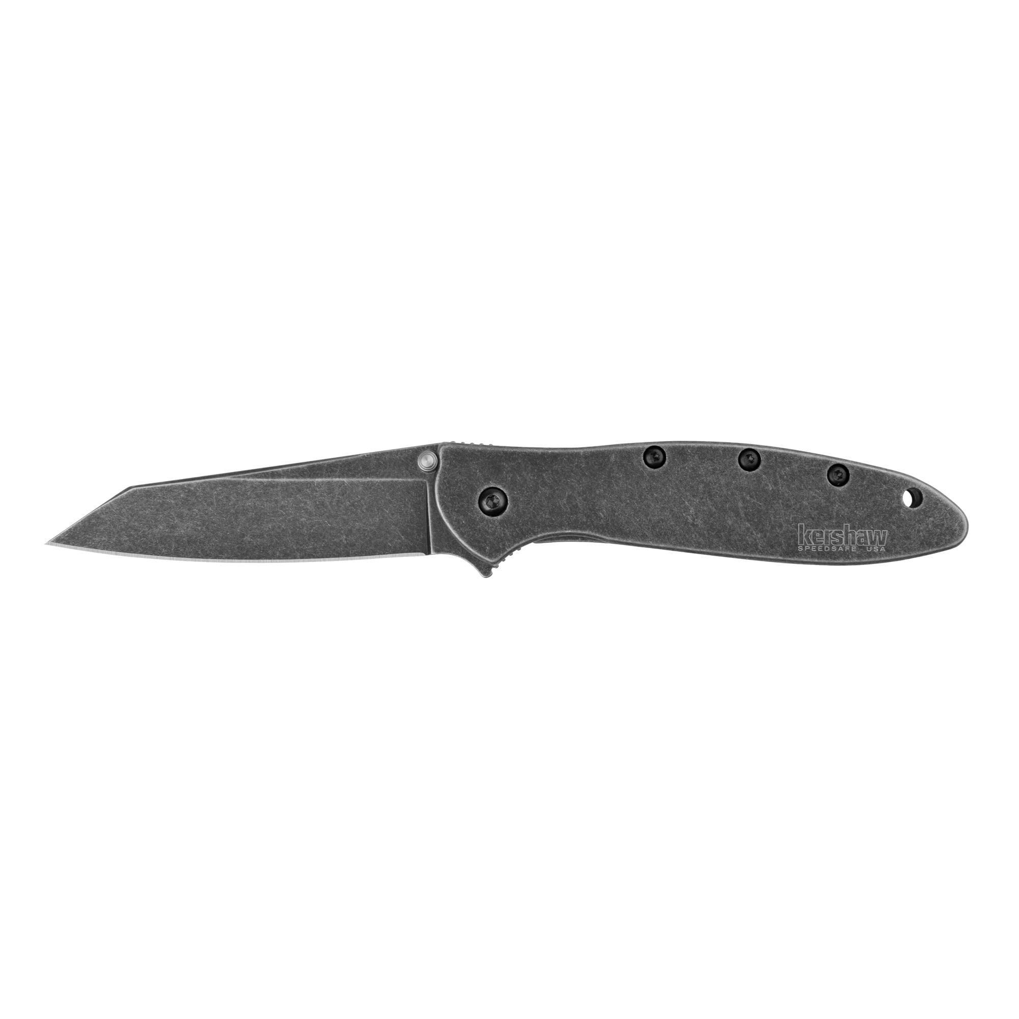 Kershaw RANDOM LEEK-BLACKWASH 3" Reverse Tanto Folding Knife, Black - 1660RBW
