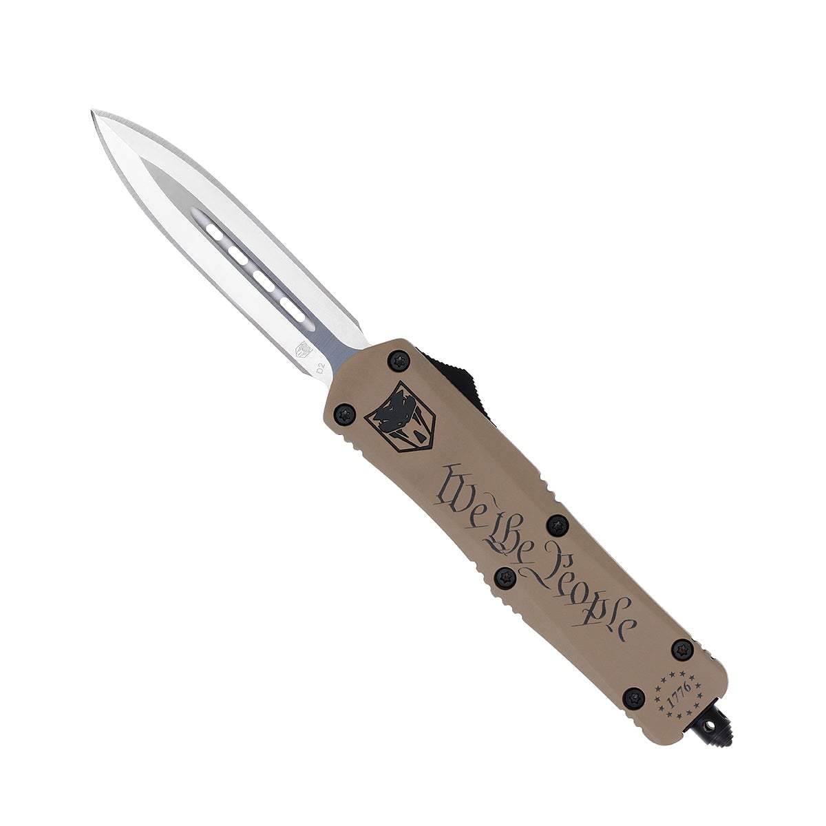 CobraTec Knives FS-3 We The People Medium OTF Dagger Knife Stand Strong in Tan - MWTPFS-3DAGNS
