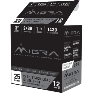 Migra-Ammunitions-Llc Migra Waterfowl Steel Shot Shotshell 12 ga 3" 1-1/4 oz 1430 fps #2-BB 25/ct