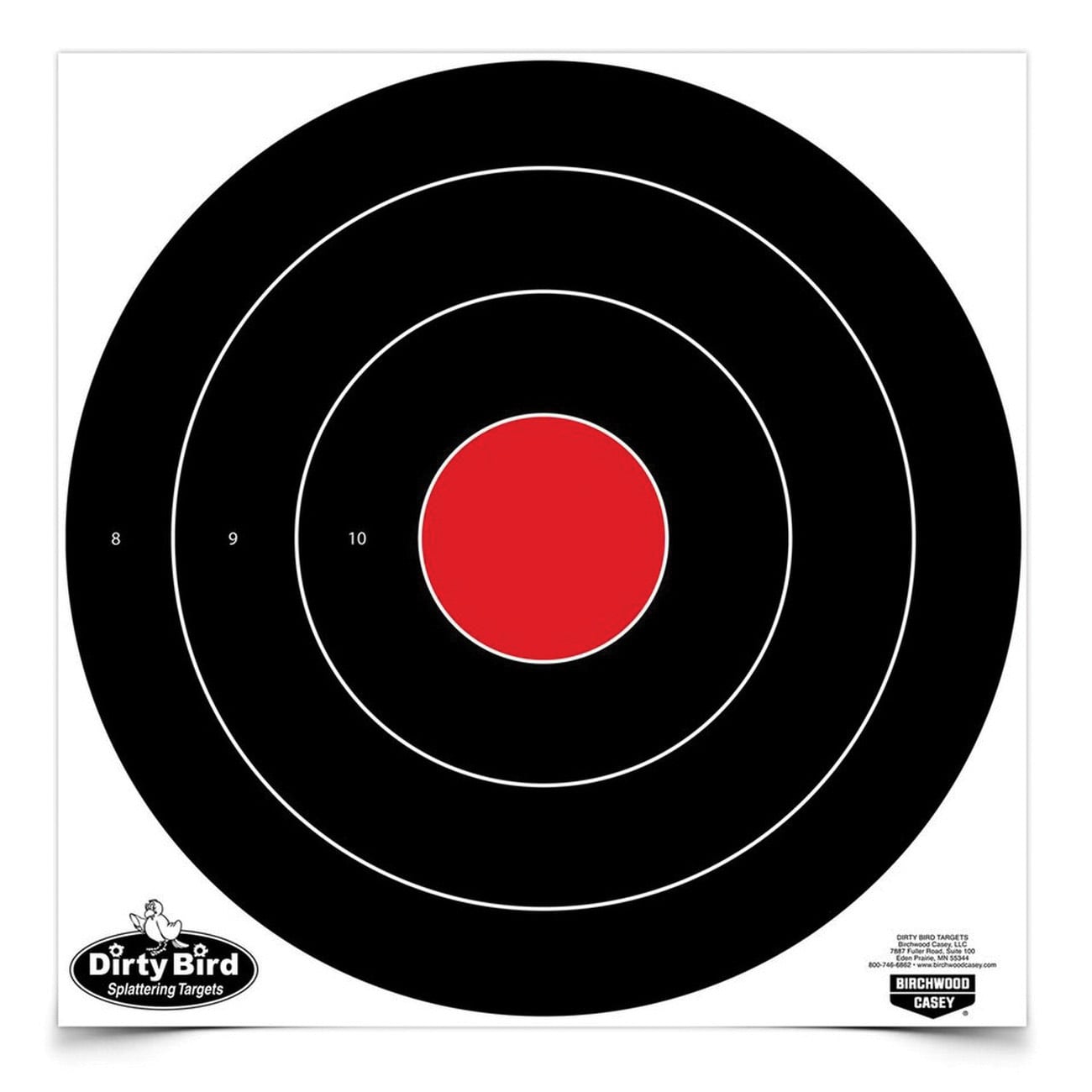Birchwood Casey Dirty Bird 17.25" Non-Adhesive Bullseye Target, Black/Red, 5/pack - 35185
