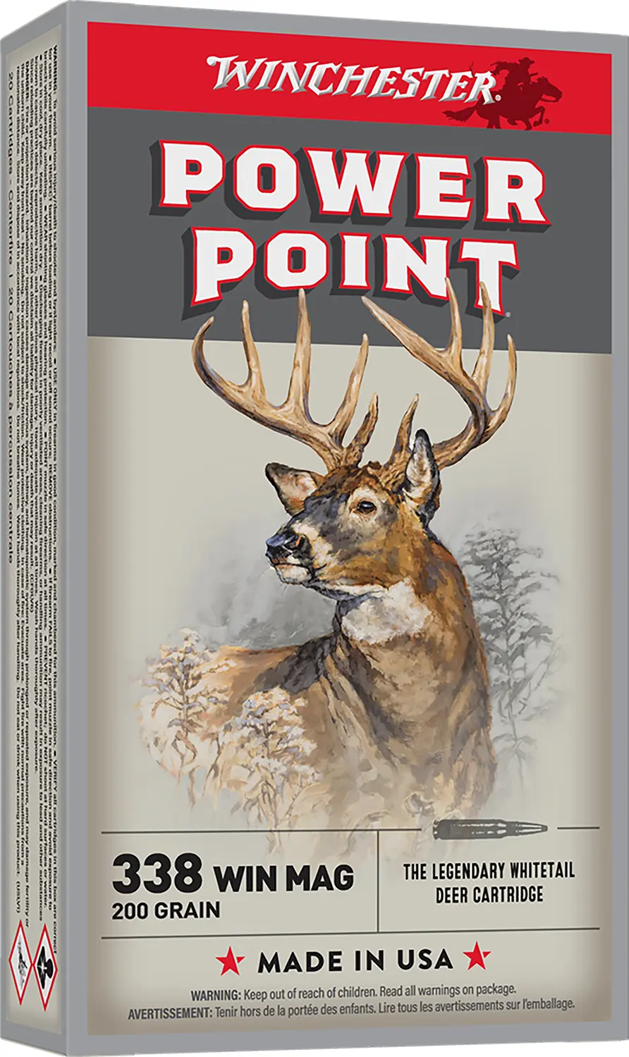 Winchester Ammo X3381 Power-Point 338WinMag 200gr 20 Per Box/10 Case