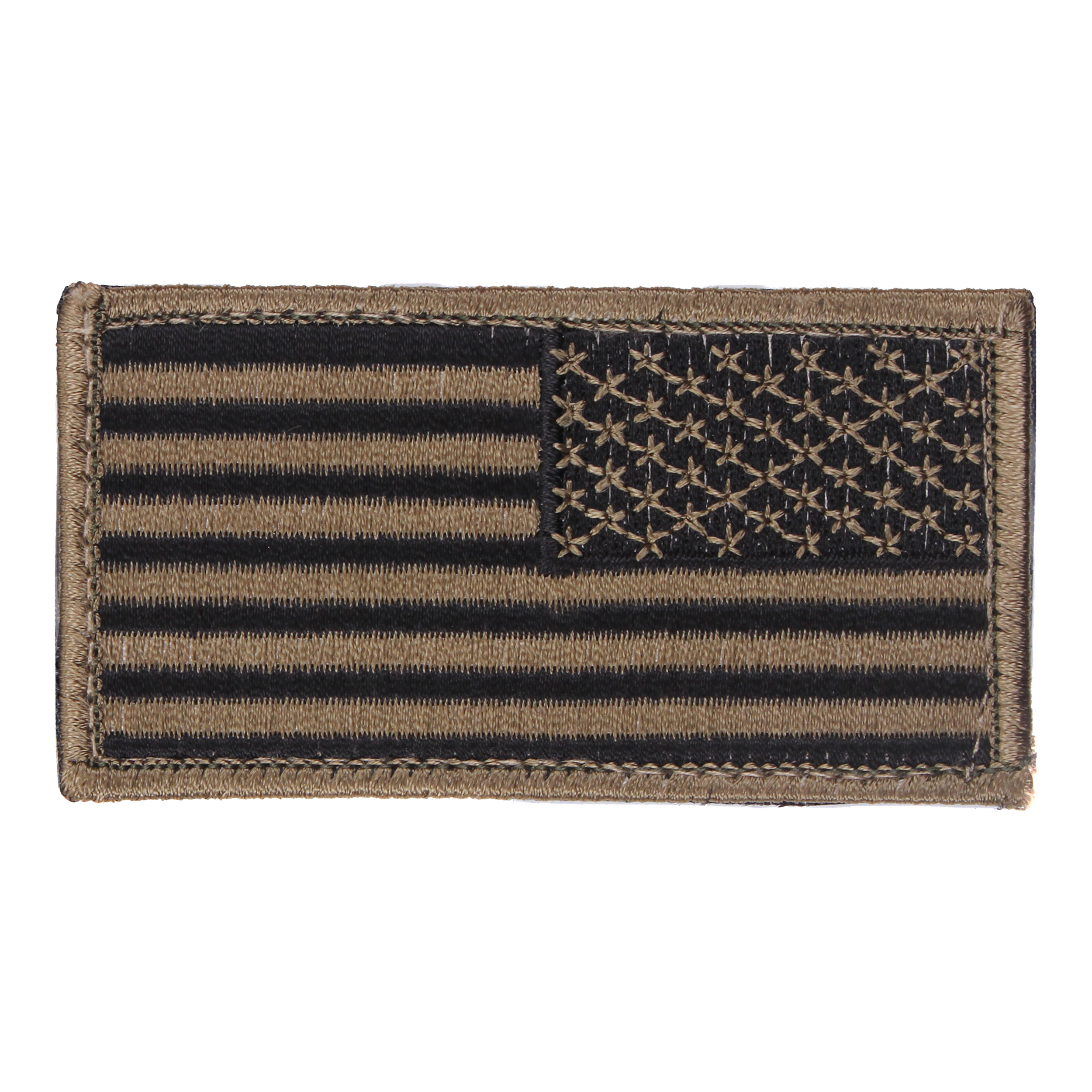 Rothco American Flag Patch - Hook Back, Black - Khaki, Orientation Reverse