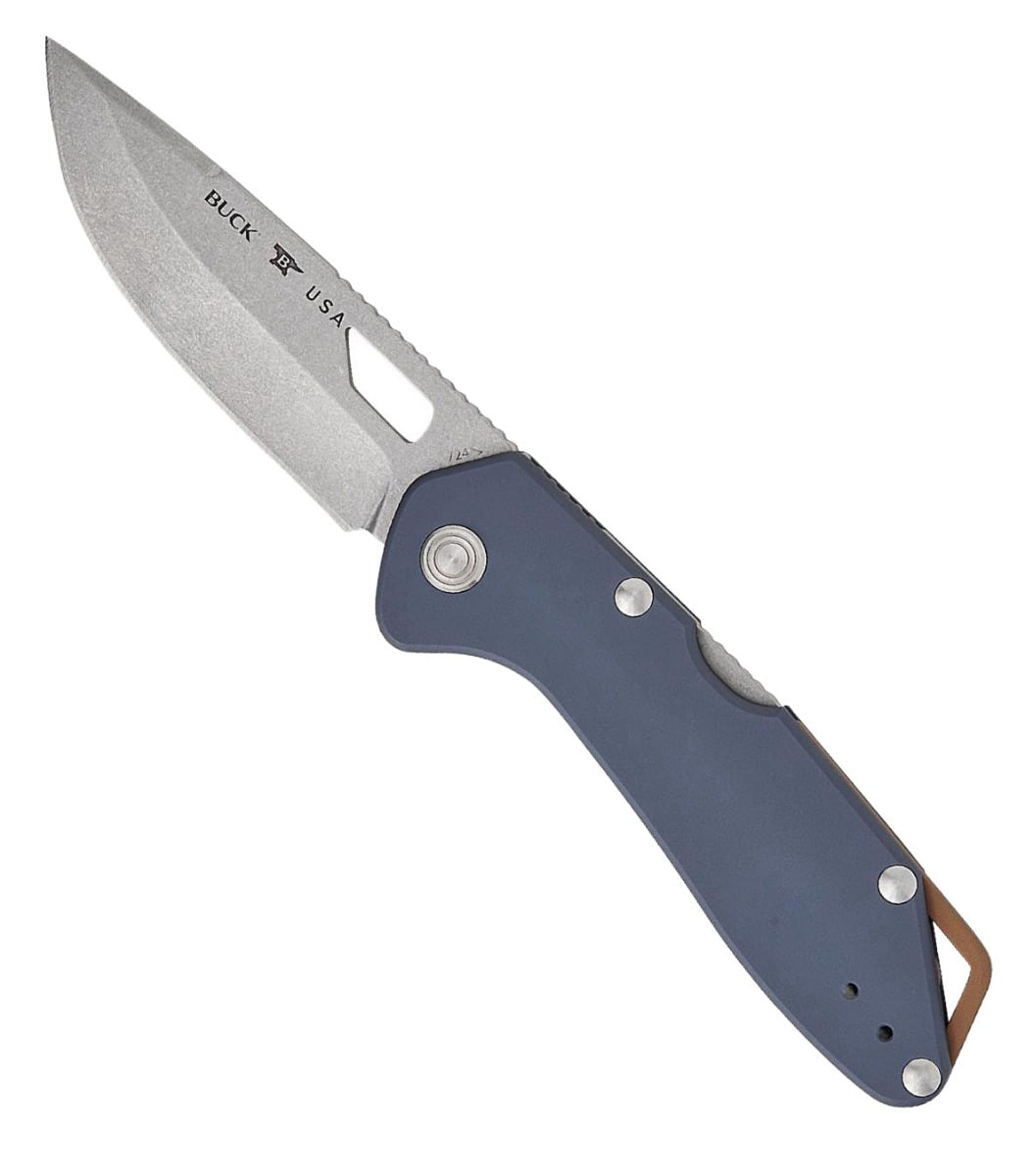 Buck Mustang Drop Point Folding Knife, Dark Blue - 0724BLS1-B