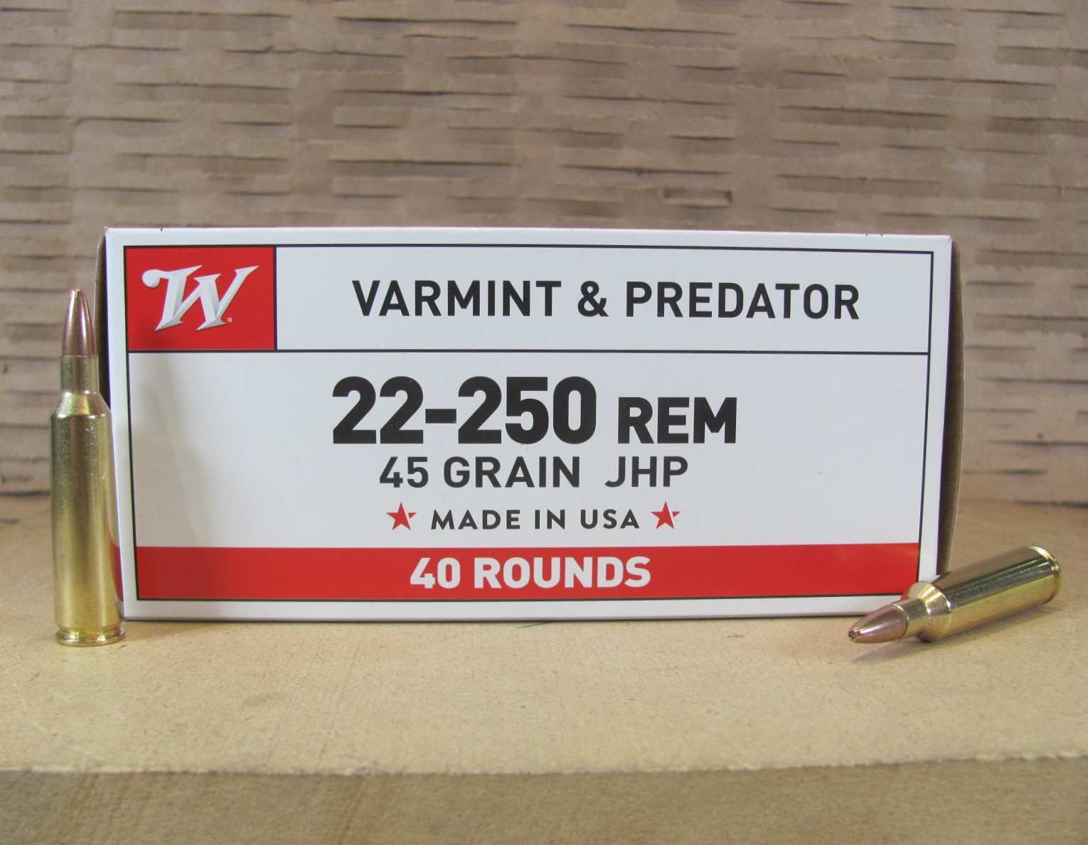 400 Round Case – 22-250 Winchester 45 Grain JHP Varmint Ammo – USA222502