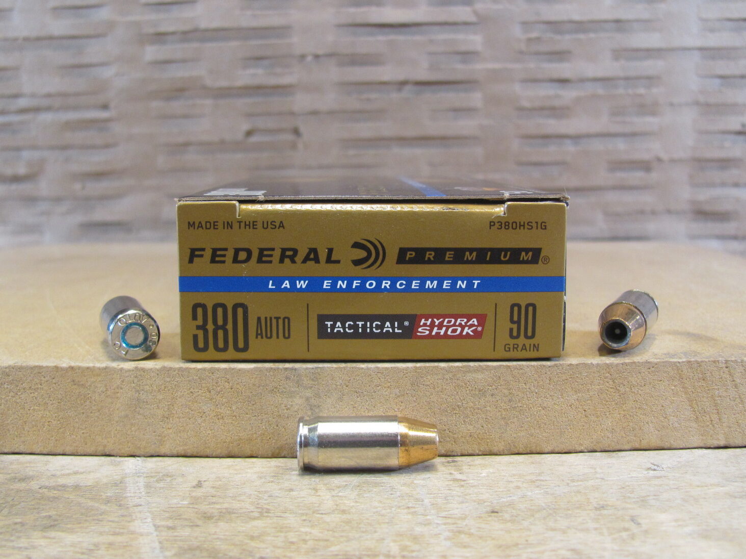1000 Round Case – 380 Auto Federal Hydra Shok LE 90 Grain Hollow Point Ammo – P380HS1G