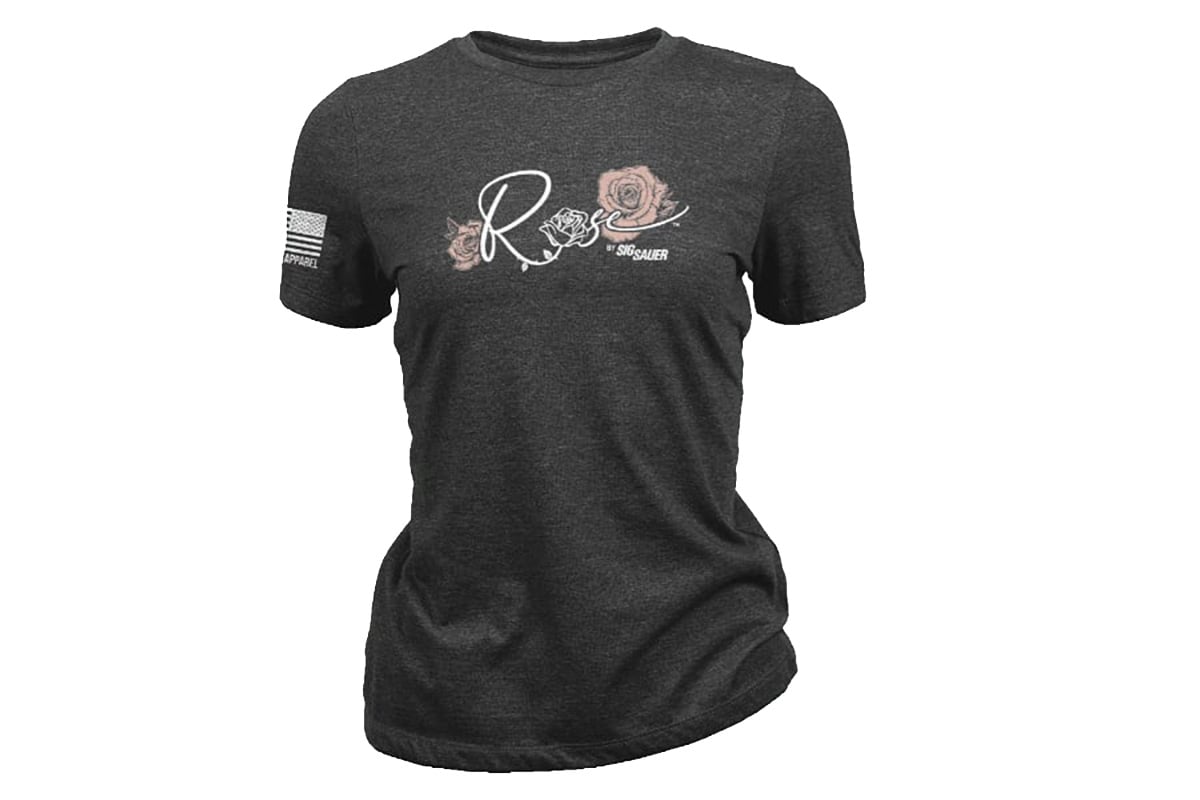 Nine Line Womenâ€™s Sig Rose Tri-blend T-Shirt, Charcoal Black - Large