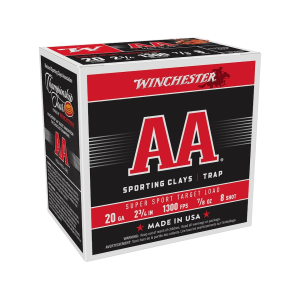 Winchester AA Super Sport Sporting Clays 20 Gauge Ammo 2-3/4" #8 Lead Shot 7/8 oz Box of 25