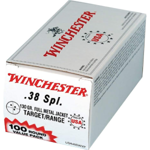 Winchester Ammo USA38SPVP Best Value 38 Special 130 GR Full Metal Jacket - 100rd Box