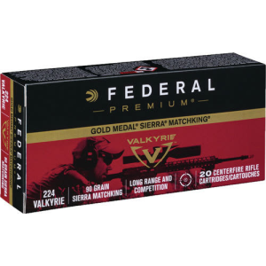 Federal GM224VLK1 Gold Medal 224 Valkyrie 90 GR Sierra MatchKing Boat Tail Hollow Point - 20rd Box