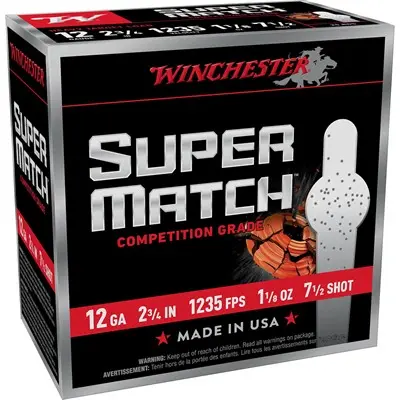 SUPER MATCH 12 GA 2-3/4'' #7.5 SHOT 1-1/8OZ 25/BOX