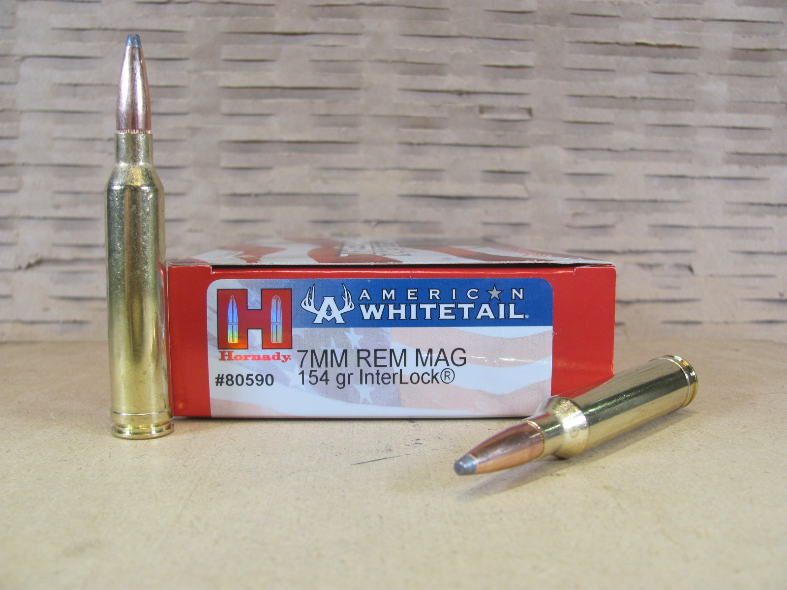 200 Round Case – 7mm Remington Magnum 154 Grain InterLock Hornady American Whitetail Ammo – 80590