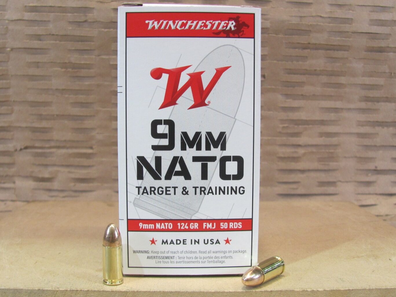 50 Round Box – 9mm NATO 124 Grain FMJ Winchester Mil-spec Ammo – Q4318