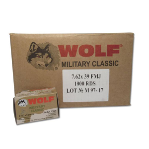 Wolf Mil. Classic Rifle Ammunition 7.62x39mm 124 gr FMJ 2330 fps 1000/ct