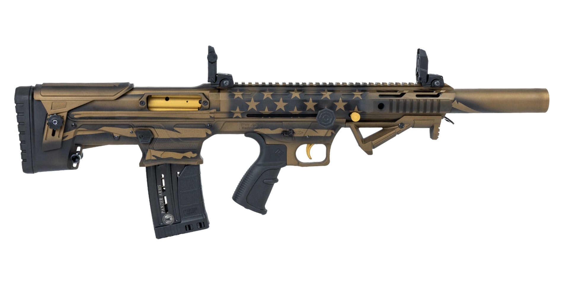 Panzer BP12 12 Gauge 20" Semi-Auto 5rd, Black & Bronze US Flag - BP12BSBBUSFC