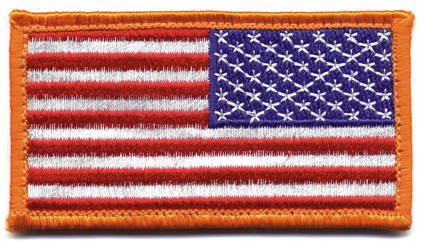 Rothco American Flag Patch - Hook Back, Red White Blue With Yellow Border, Orientation Reverse