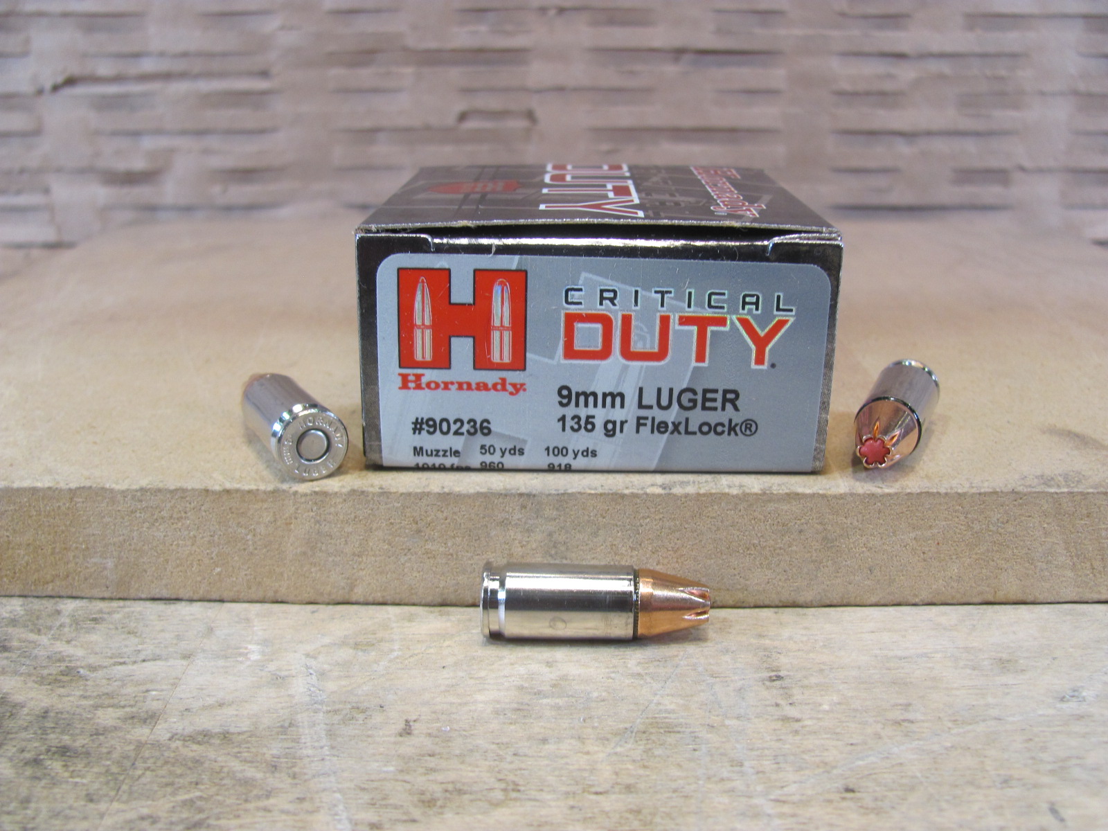 250 Round Case – 9mm Luger 135 Grain Standard Pressure Hornady Critical Duty FlexLock Hollow Point Ammo – 90236