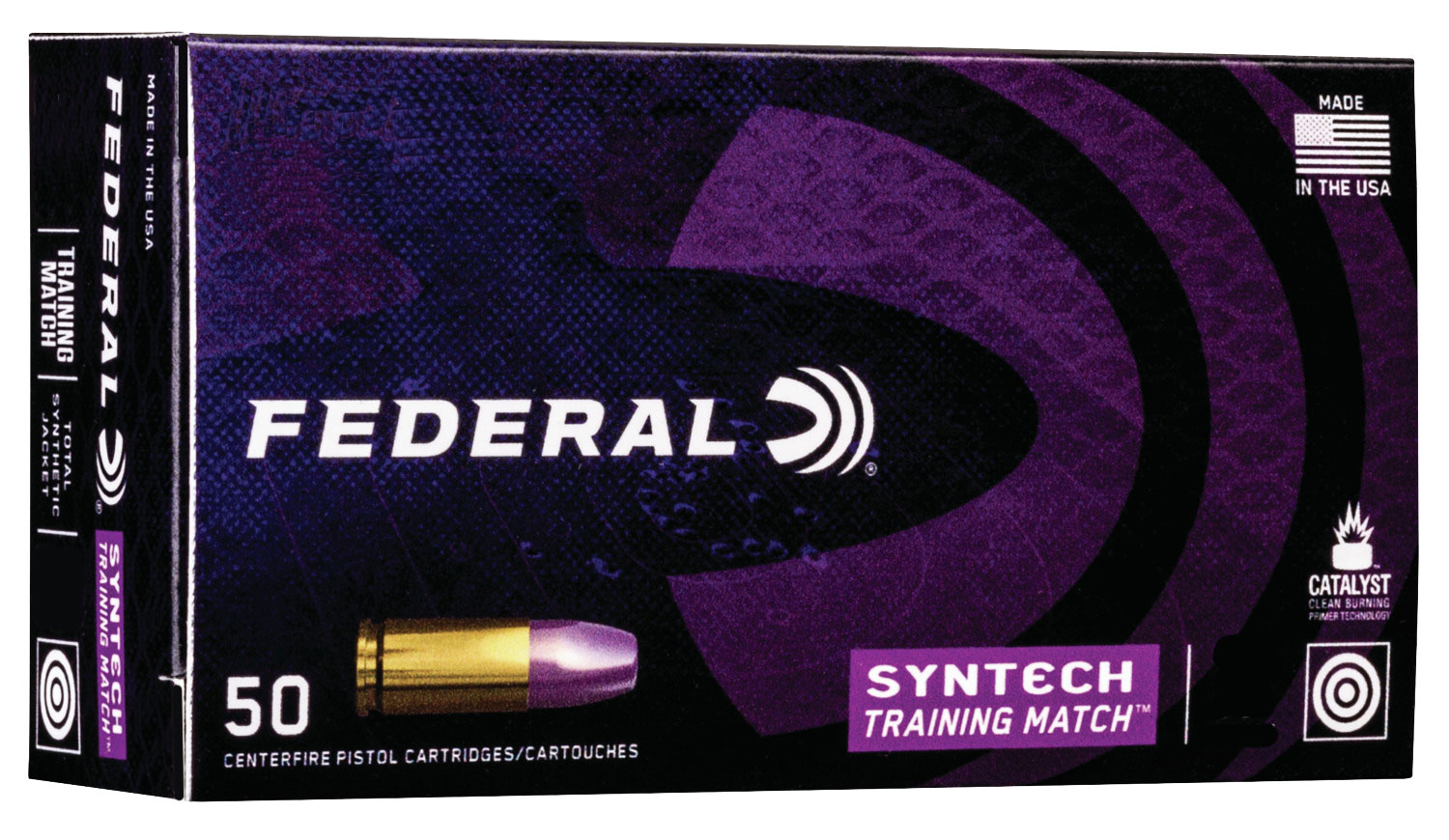 Federal American Eagle Syntech Training Match 230 gr Syntech Jacket Flat Nose .45 ACP Ammo, 50/box - AE45SJ2