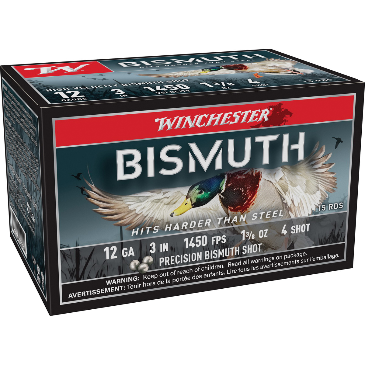 Winchester Ammunition Bismuth 12 Gauge 3" #4 1-3/8 Ounce 15rds