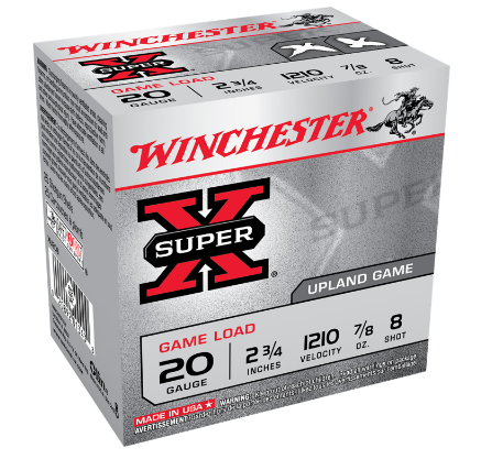 Winchester 20ga 2.75" 7/8oz #8 Super-X Shotshell Ammunition 25rds - XU208