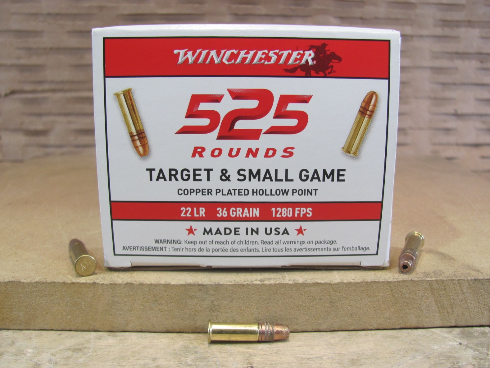 525 Round Brick – 22 LR Winchester 36 Grain Copper Coated High Velocity Hollow Point Ammo – 22LR525HP