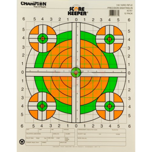 CHAMPION Target, 100 Yd. Sight In Rifle Flourescent 12pk
