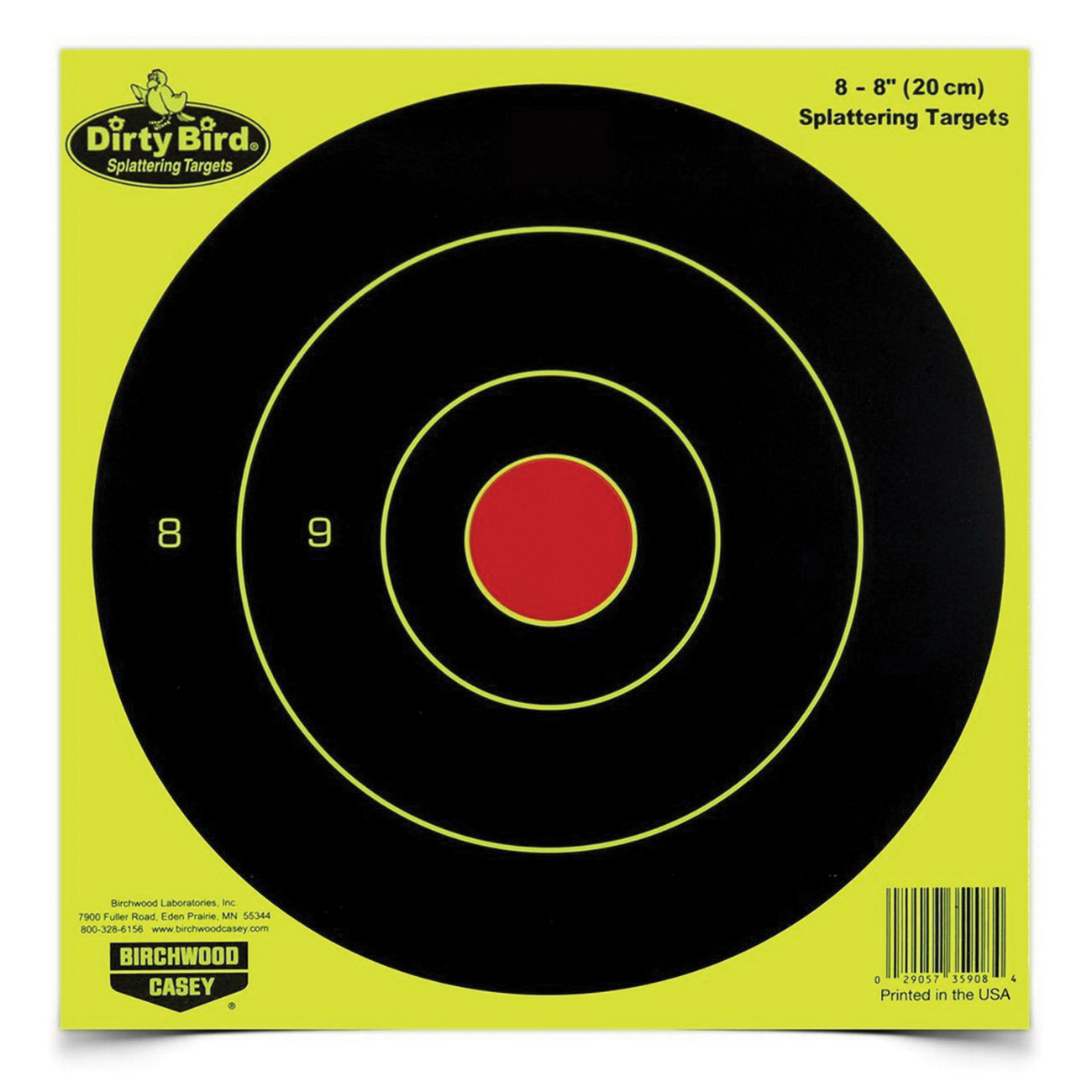 Birchwood Casey Dirty Bird 8" Bullseye Target, Black/Yellow/Red, 50/pack - 35950