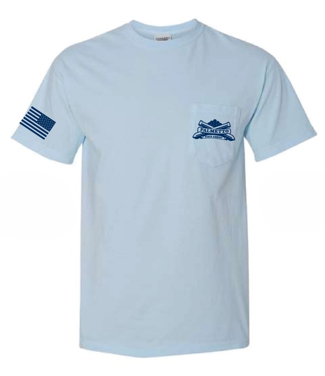 PSA Comfort Colors Pocket T-Shirt - M - Chambray w/Blue Logo