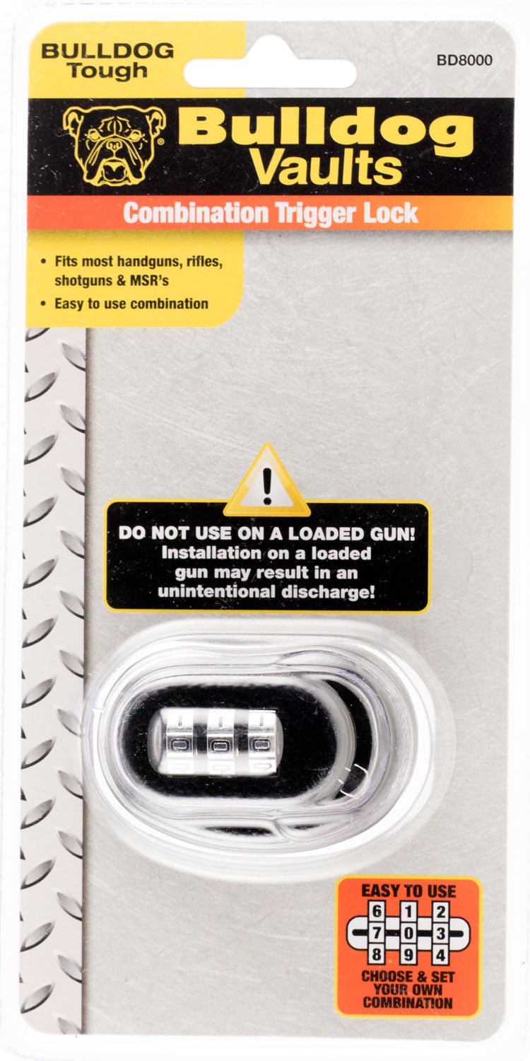 Bulldog Cases Trigger Lock w/ Combination for Handguns/Rifles/Shotguns/MSR's, Black - BD8000