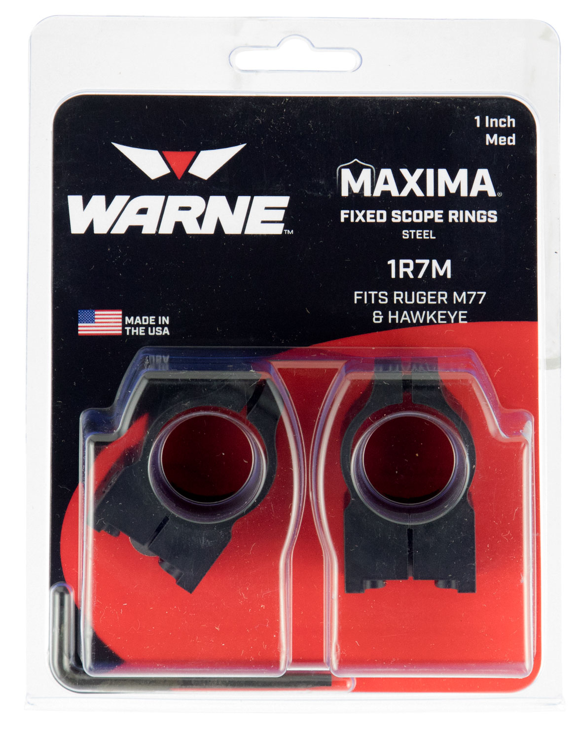 Warne Scope Mounts Maxima Tikka T3 1" Medium Steel 2-Piece Fixed Scope Ring, Matte Black - 1TM