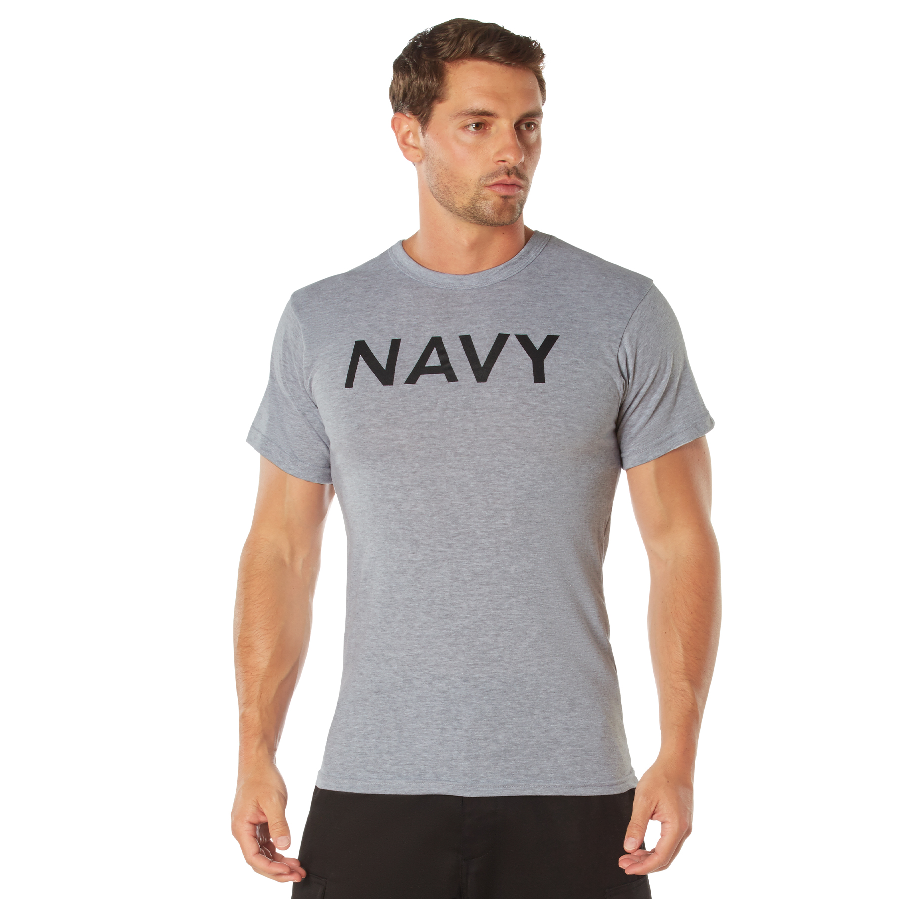 Rothco Grey Physical Training T-Shirt - Large, Emblem Navy