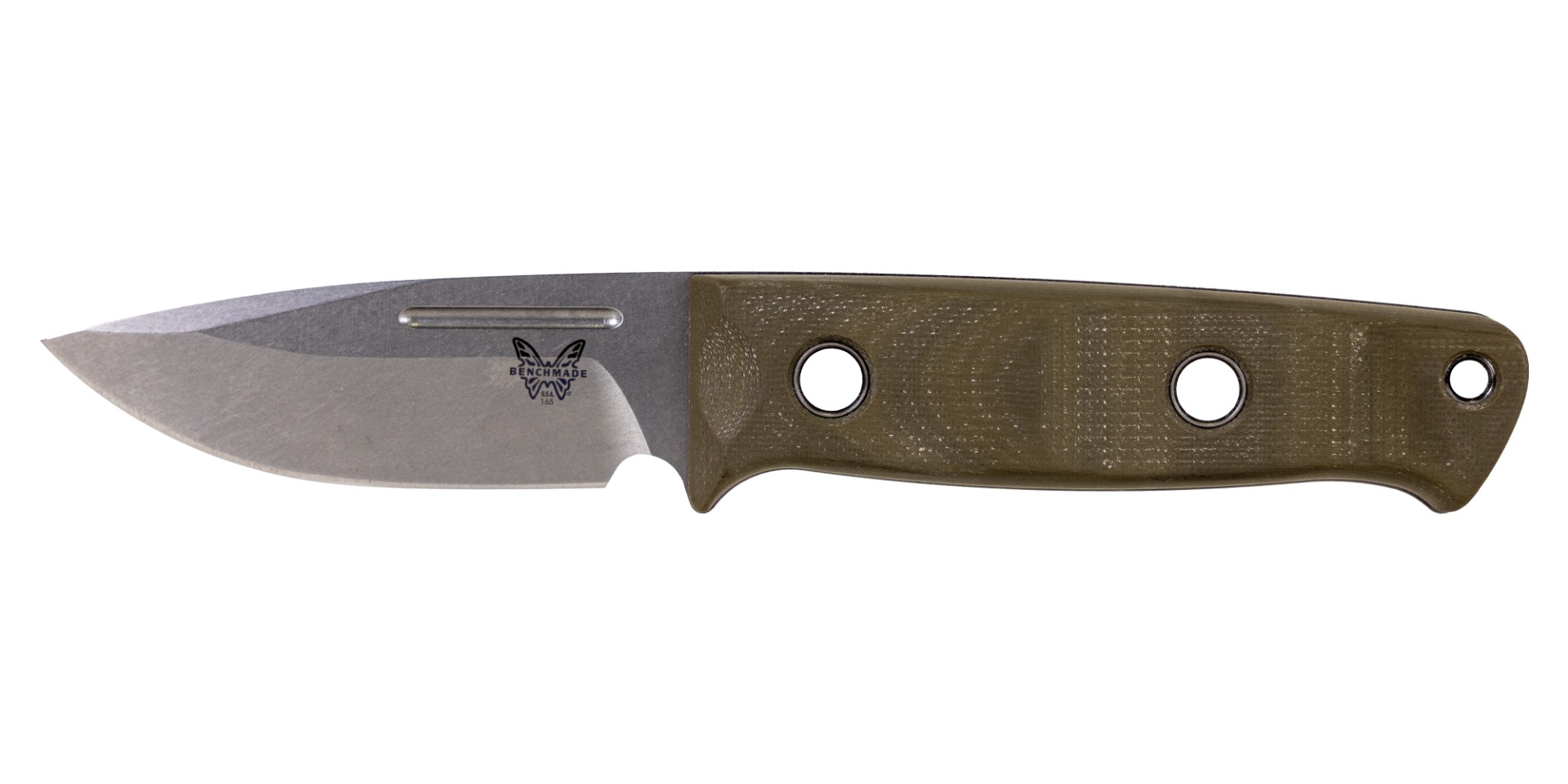 Benchmade Mini Bushcrafter Fixed Blade Drop Point Knife, OD Green - 165-1
