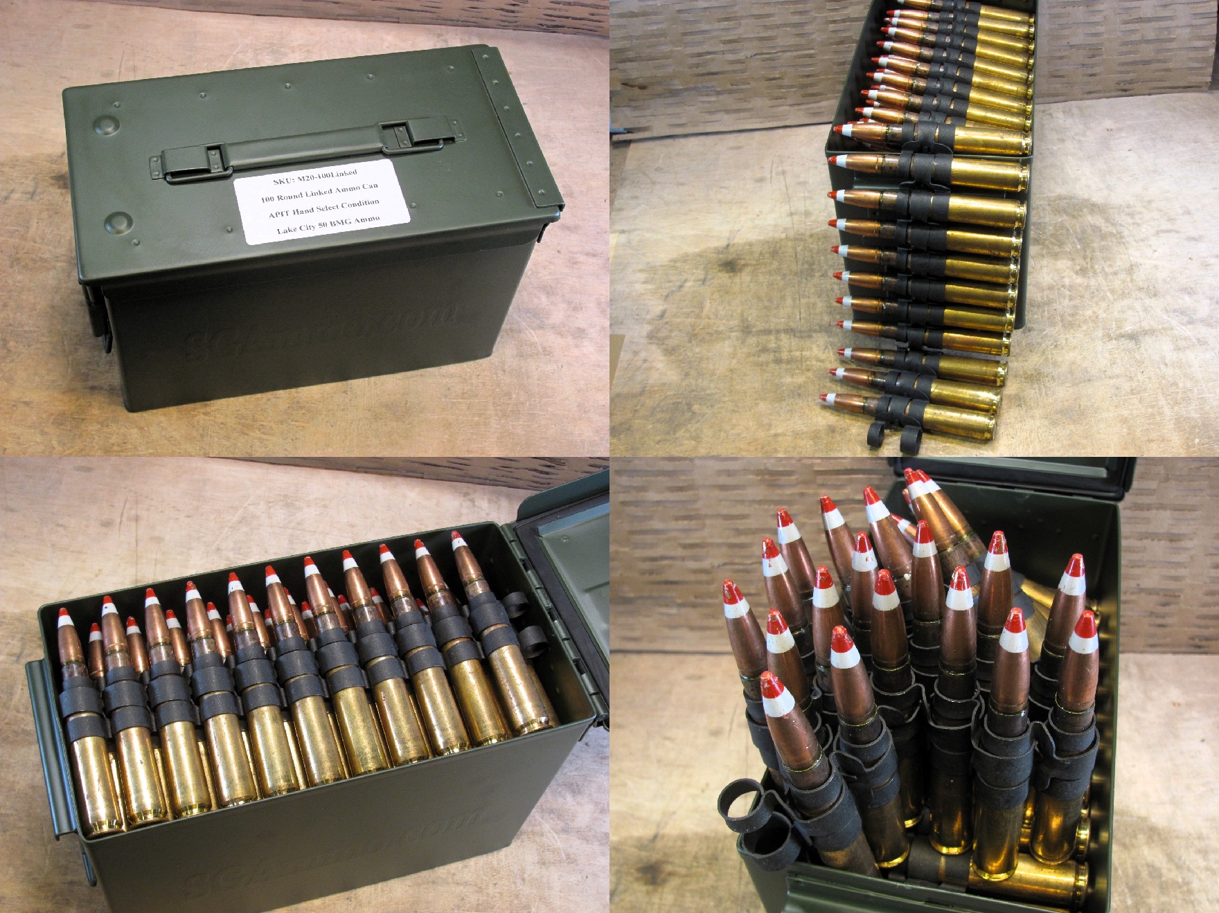 HAZMAT READ DESCRIPTION – 100 Round Can – 50 BMG Linked M20 APIT Incendiary Ammo – Factory Lake City MFG – Limit 2