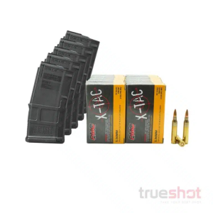 BUNDLE DEAL: 5 Black 20 Round Magpul AR-15 Magazine and 200 Rounds of Ammo - Retail / PMC 5.56 62 Grain