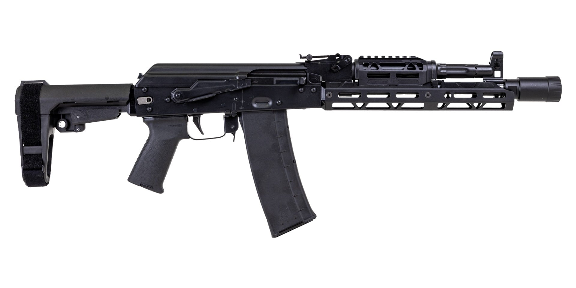 PSA AK-102 SBA3 Pistol with JL Billet Rail, Toolcraft Trunnion, Bolt, and Carrier