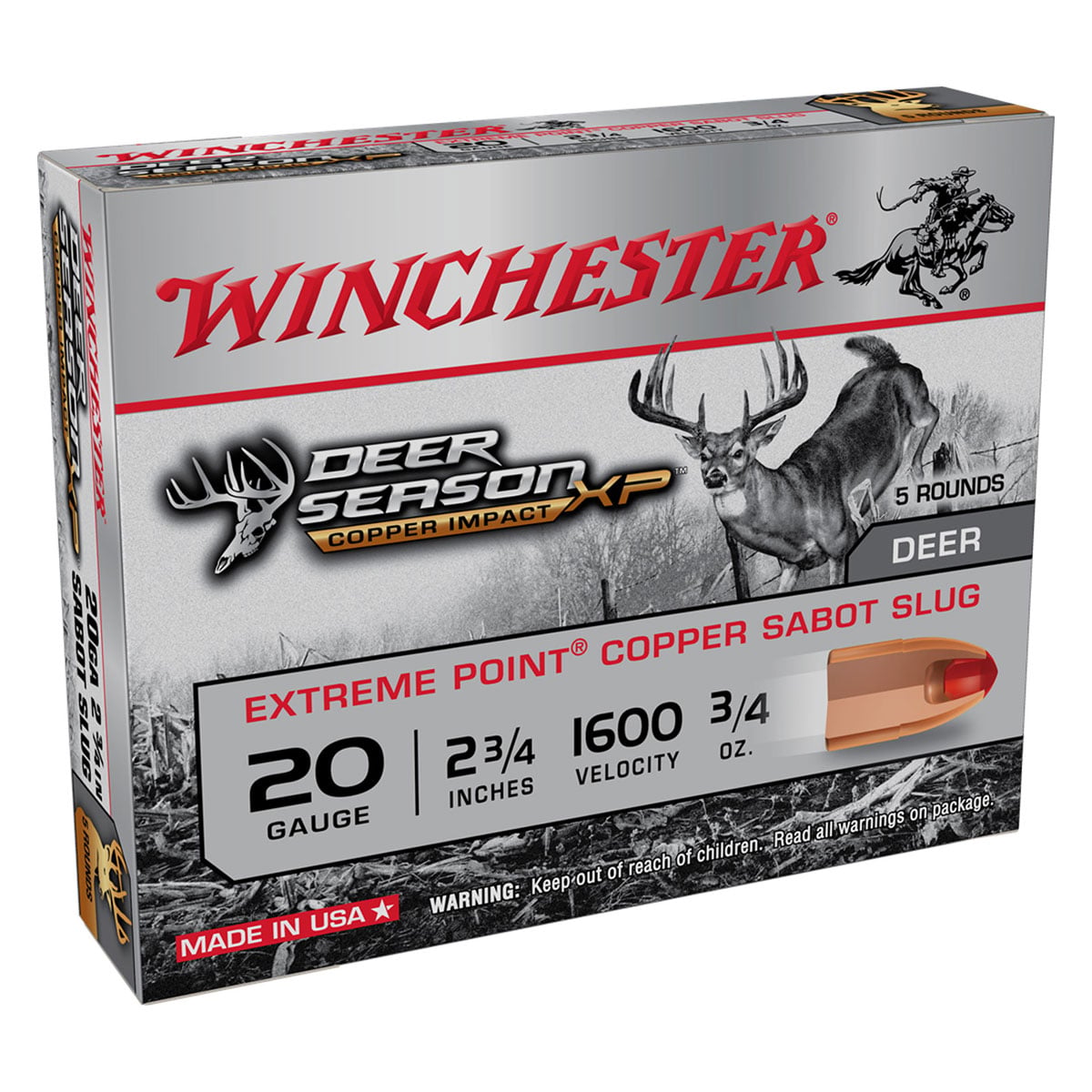 WINCHESTER COPPER IMPCT 20G 3/4OZ SLUG 5RD BX 100RD CASE - No Credit Card Fees - Low, flat rate shipping