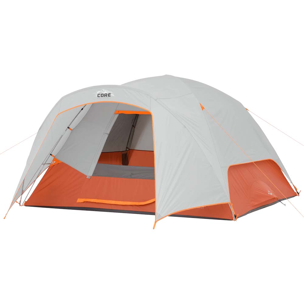 CORE Equipment 6-Person Dome Plus Tent with Vestibule, Gray/Orange - 40268