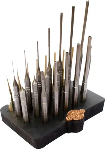 GRACE USA STEEL/BRASS ROLL PIN - PUNCH SET W/BENCH BLOCK 27PC