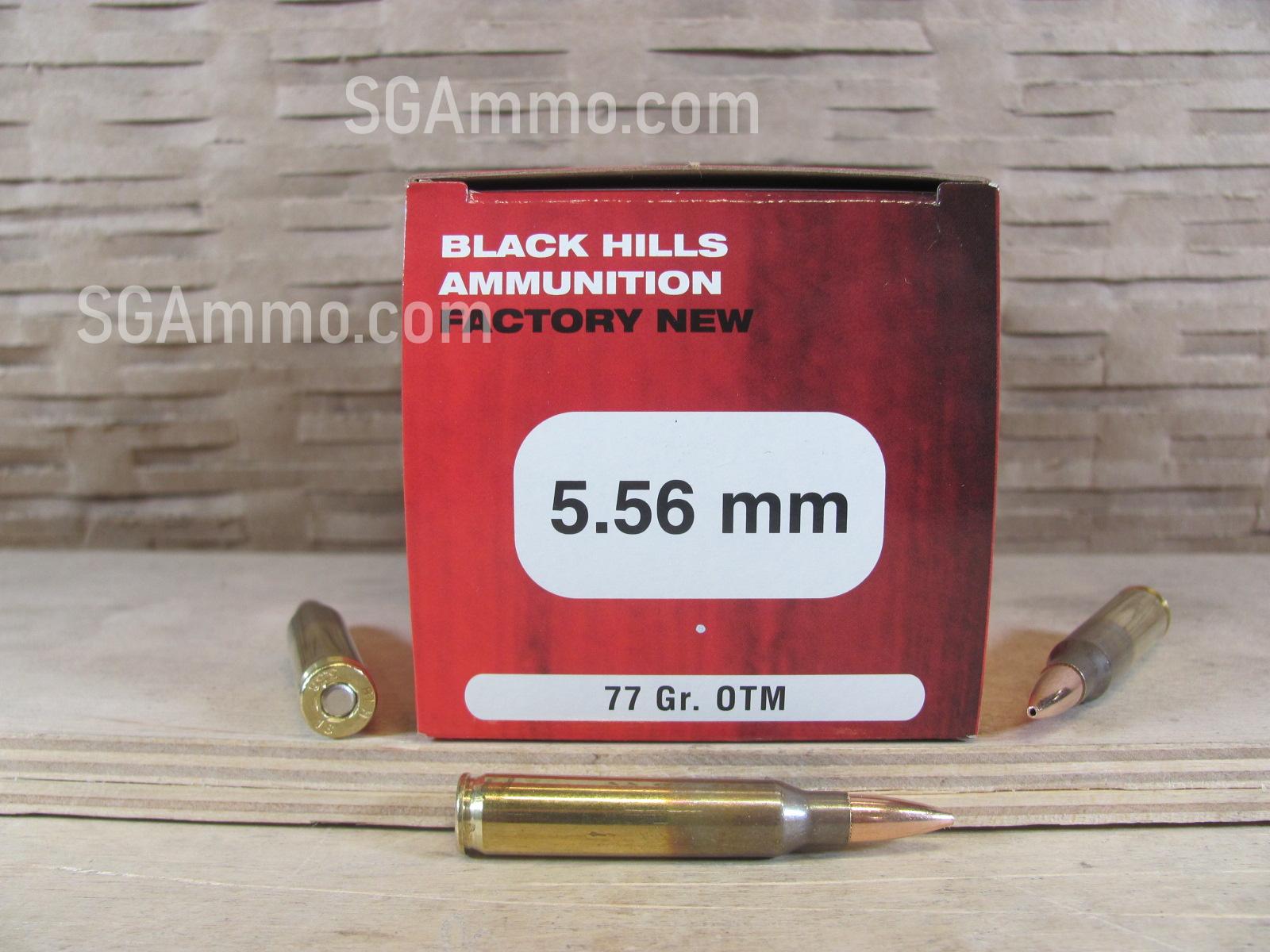 50 Round Box – 5.56mm 77 Grain Open Tip Match Black Hills Ammo – D556N9