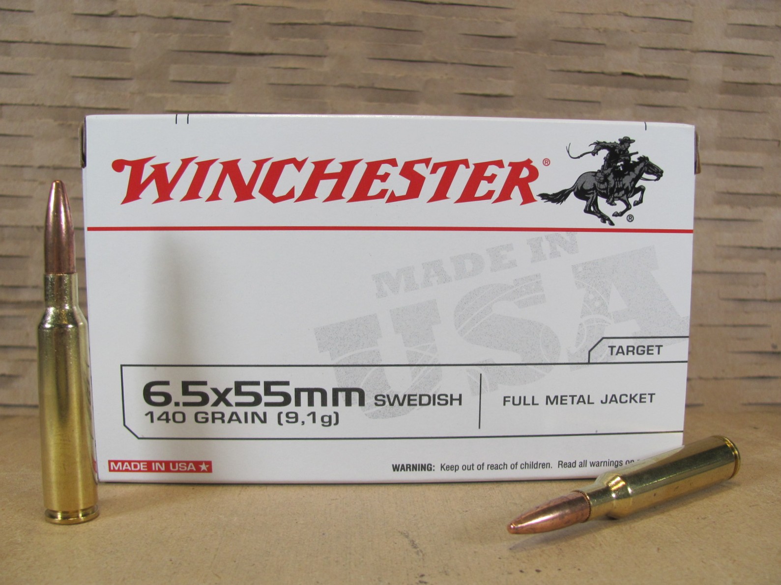 20 Round Box – 6.5x55mm Swedish 140 Grain FMJ Winchester Target Ammo – USA6555