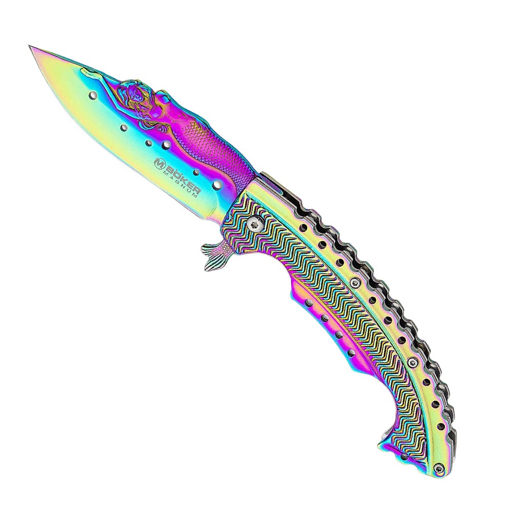 BOKER MAGNUM RAINBOW MERMAID FOLDING KNIFE - 01LG318