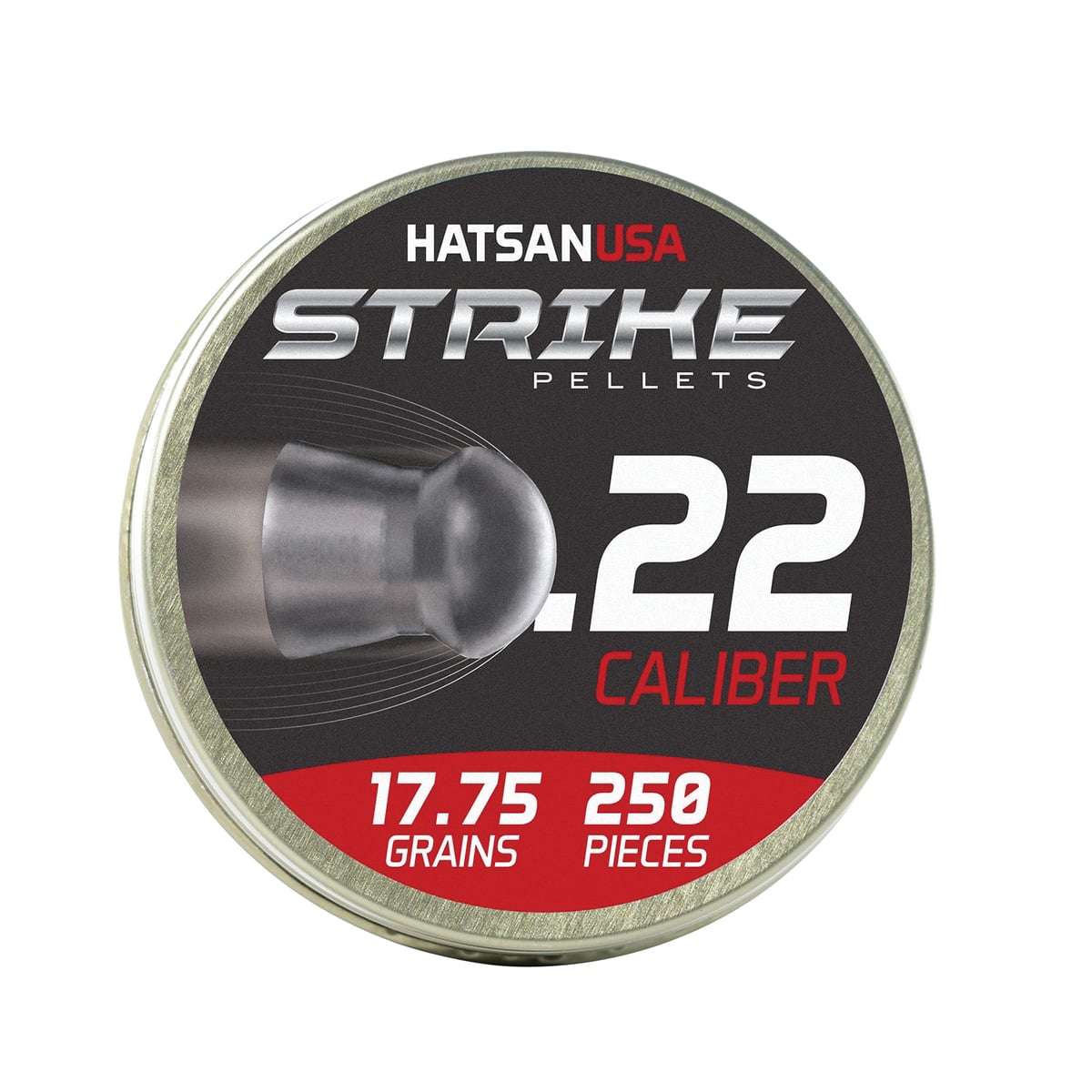 Hatsan USA Vortex Strike Pellets .22 Cal Domed Airgun Rifle Pellet, 17.75 gr 250rds