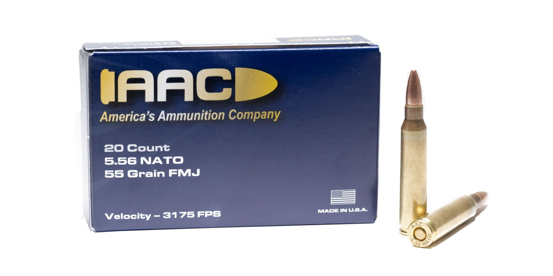 AAC 5.56 Ammo 55 Grain FMJ 20rd Box - AAC556FMJ1-20