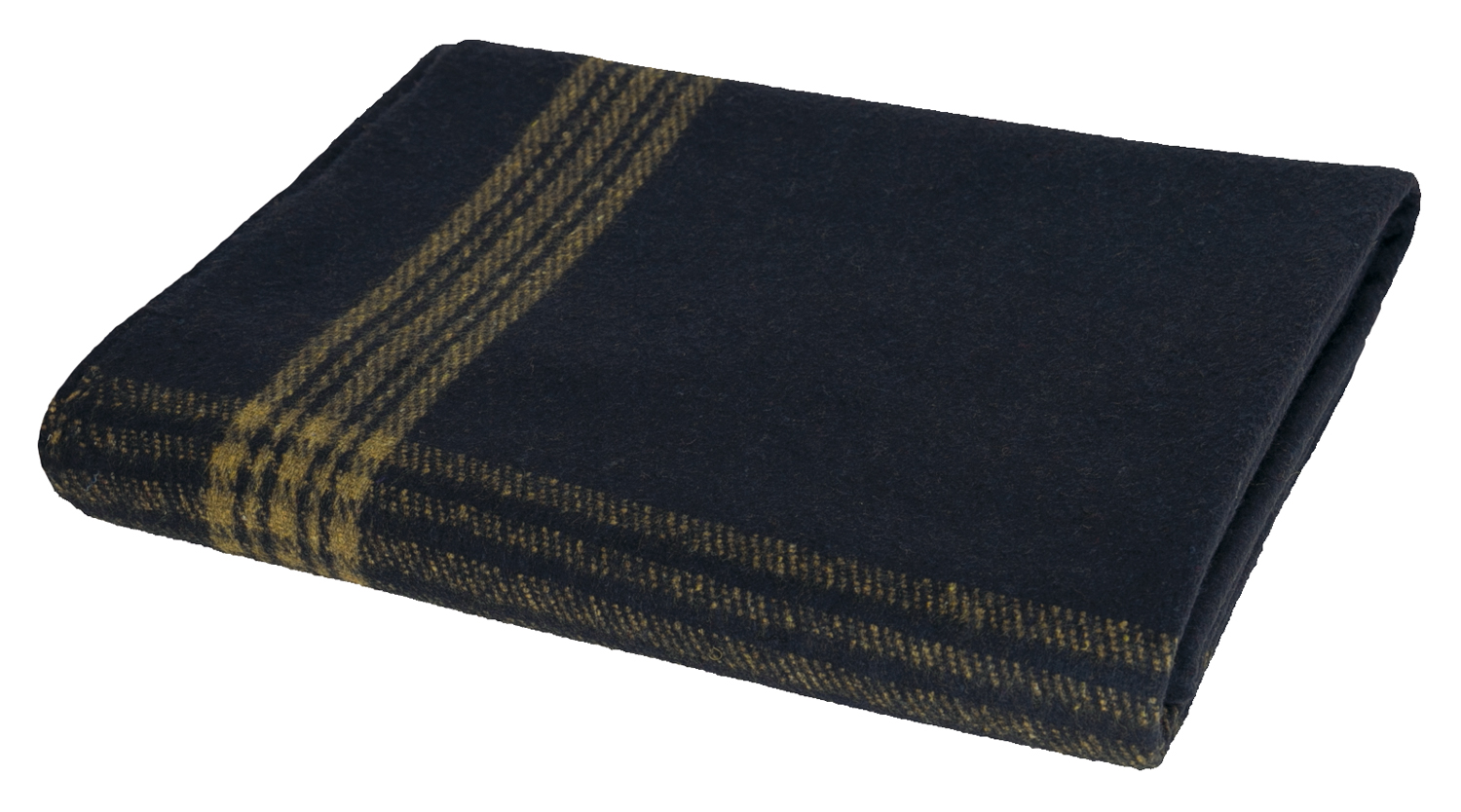 Rothco Striped Outdoor Wool Blanket - Navy Blue - Gold