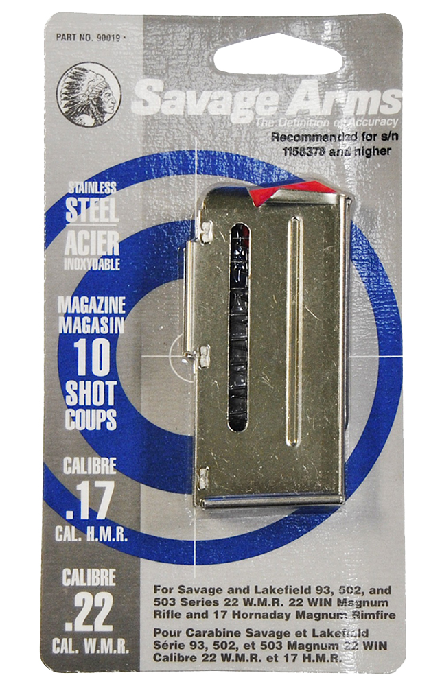 Savage Arms 10 Round .17 HMR/.22 WMR Detachable Magazine, Stainless Steel - 90019
