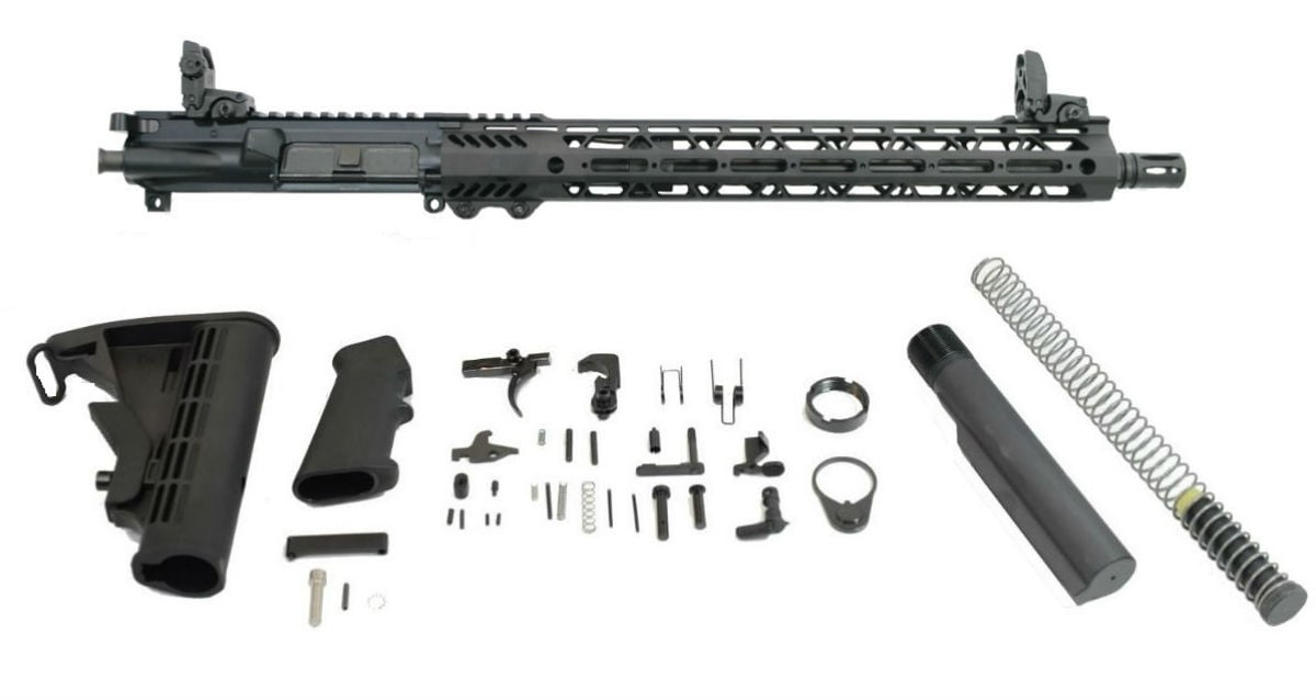 PSA 16" 300AAC Blackout Pistol-Length 1/7 Nitride 15" Lightweight M-Lok Freedom Rifle Kit w/MBUS Sight Set