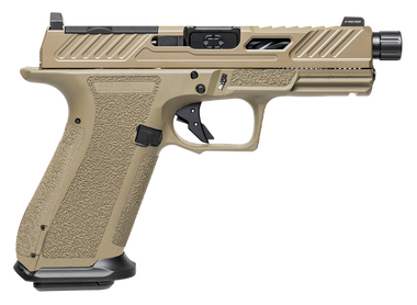 XR920, 9mm, FDE Frame, Elite Slide Optic FDE, Spiral Threaded Barrel Black, SS Rod, Black Serr